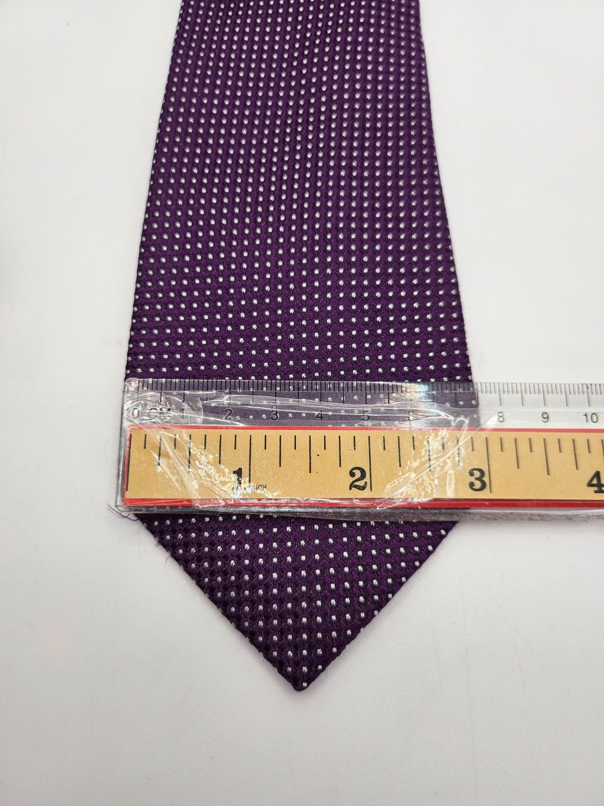Charles Tyrwhitt Mens Silk Tie Purple Swiss Dot Vtg Retro Wedding Neck Tie R1