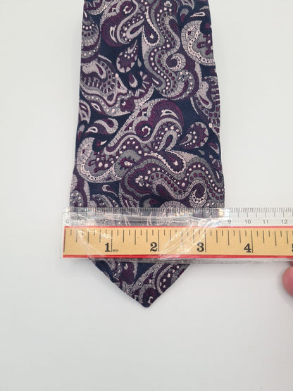 Vintage Liberty Purple Jacquard pattern Silk Tie | Designer Mens Tie UK  BX10