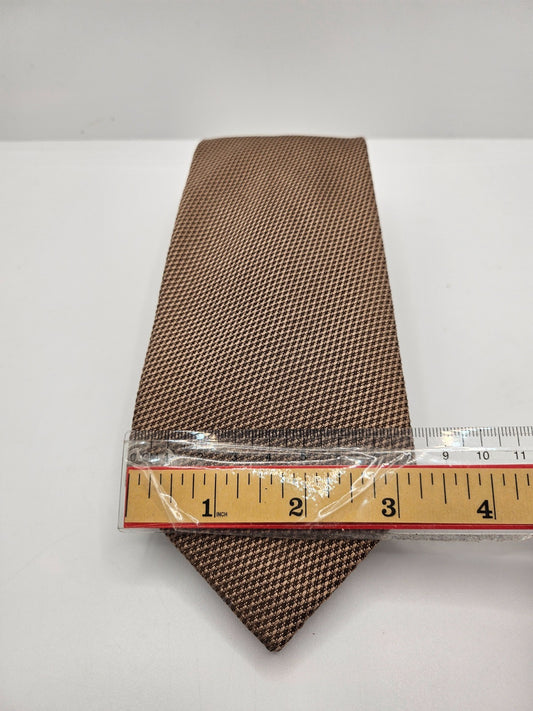 Charles Tyrwhitt Silk Tie Mens Brown Micro Textured Retro Wedding Neck Tie BX21
