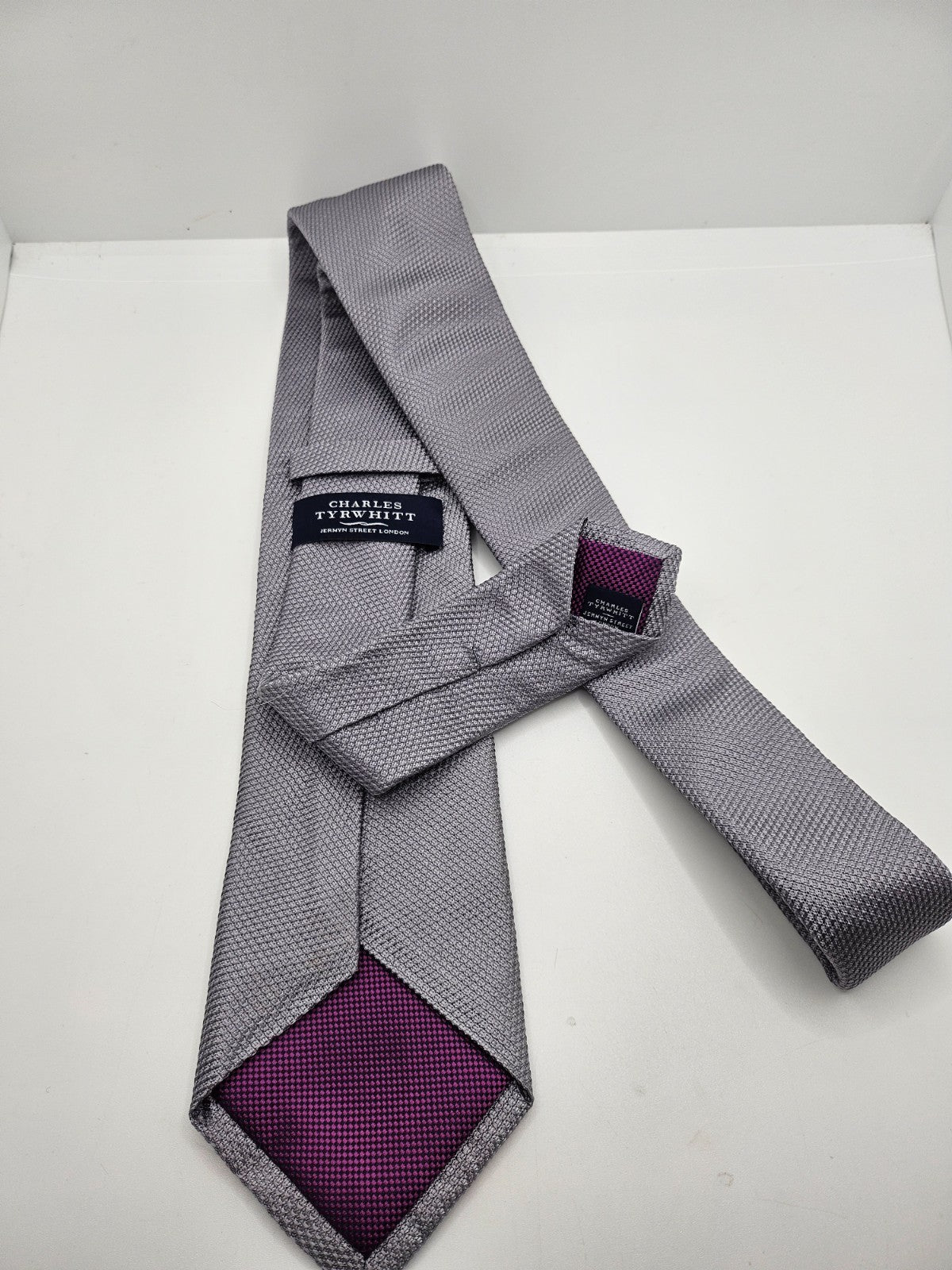 Charles Tyrwhitt Neutral Grey Textured Silk Tie