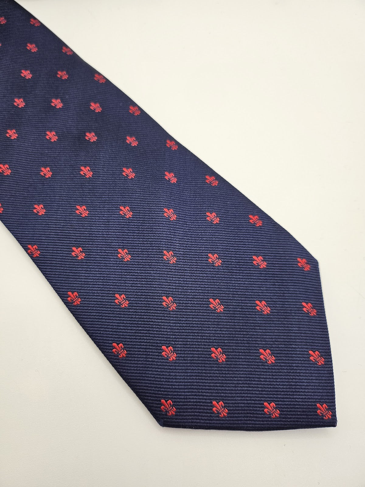 T.M.Lewin Mens Silk Tie Navy Blue Red Floral Vtg Retro Wedding Neck Tie