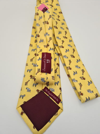 Yellow Tarot Animal Tie | Reworked Vintage Mens Tie UK | Statement Novelty Vintage Mens Tie UK BX13