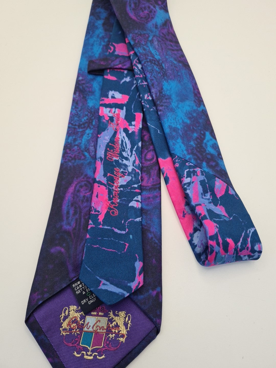 Blue / purple Retro Neon Style Novelty Silk Tie | Designer Mens Tie UK Vintage Mens Tie UK BX14