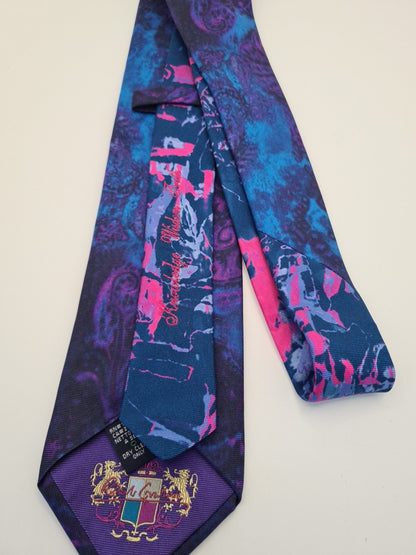 Blue / purple Retro Neon Style Novelty Silk Tie | Designer Mens Tie UK Vintage Mens Tie UK BX14