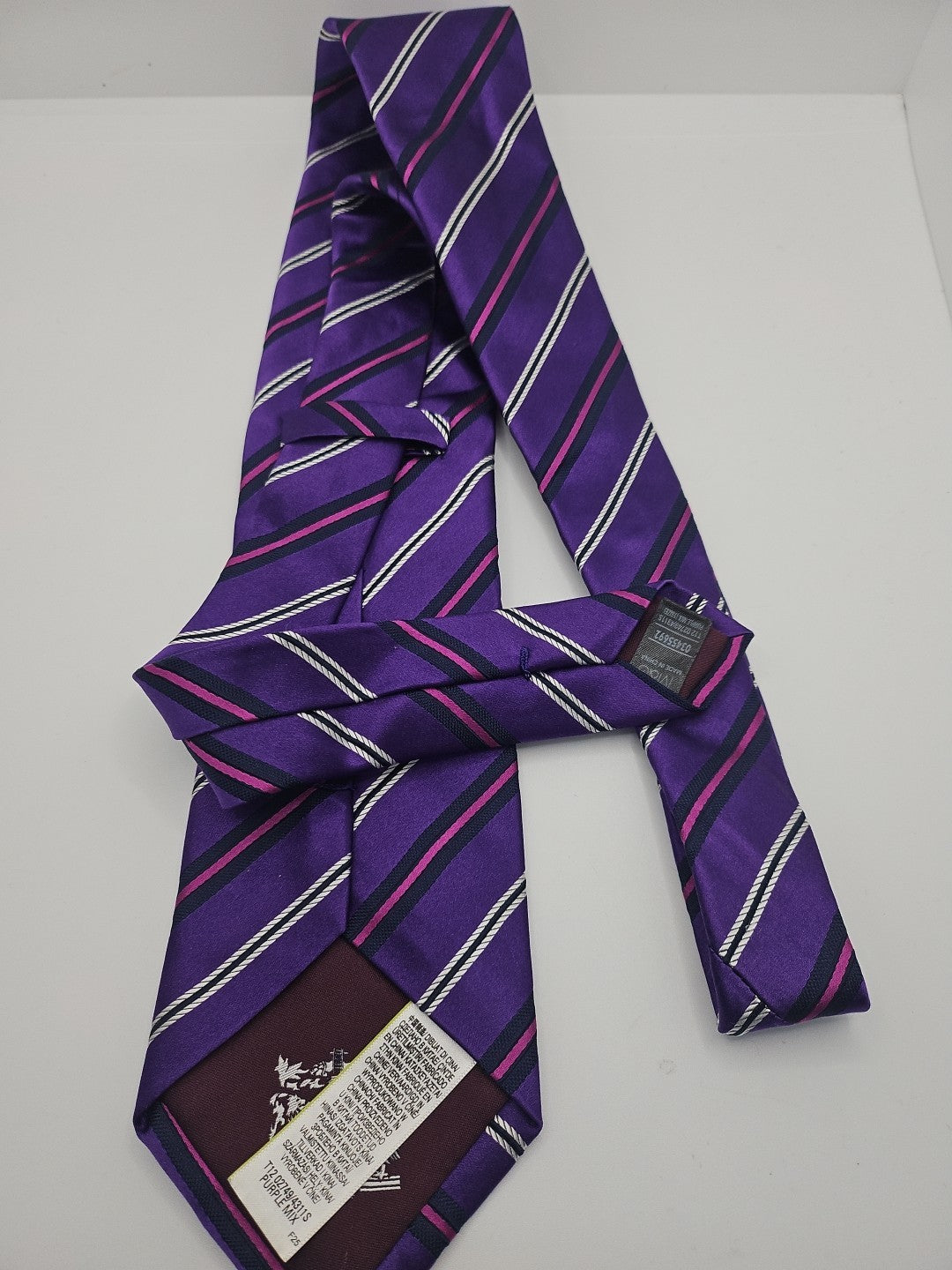 M & S Purple Stripe Pattern Mens Silk Tie Wedding Formal Neck Tie BX16