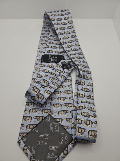 Fox & Chave Hippo Safari print Mens Silk Tie Wedding Formal Neck Tie BX18