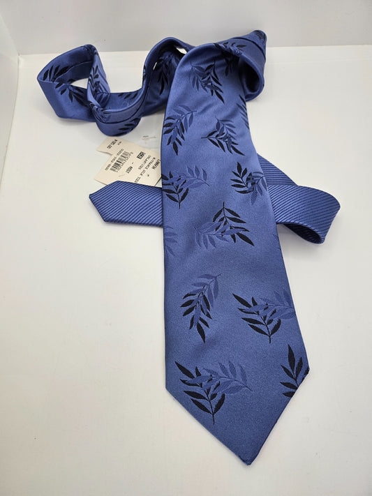 Lavin Blue Flower Leaf Silk Tie