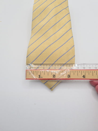 T.M Lewin Yellow Blue Stripe Mens Silk Tie Classic Designer Necktie Formal Striped Vintage Mens Tie UK BX6