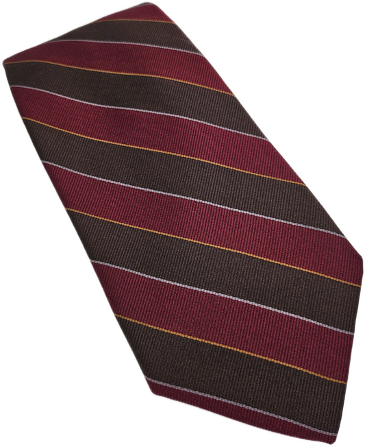 Robert Talbott Silk Tie Mens Red Brown Striped Designer Vtg Retro Neck Tie BX25