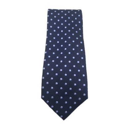 Van Buck Blue Spotted Mens Silk Tie Classic Designer Necktie Formal Spotted Vintage Mens Tie UK BX5