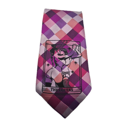 Reworked Punk Graphic Neck Tie Tarot Check | Emo Alternative Upcycled Tie RW1 Vintage Mens Tie UK
