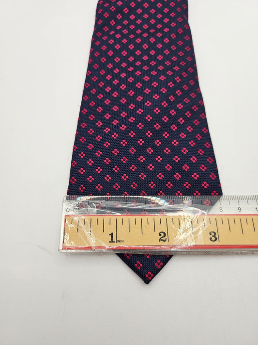 T.M. Lewin Navy Red Micro Geometric Medallion Silk Tie