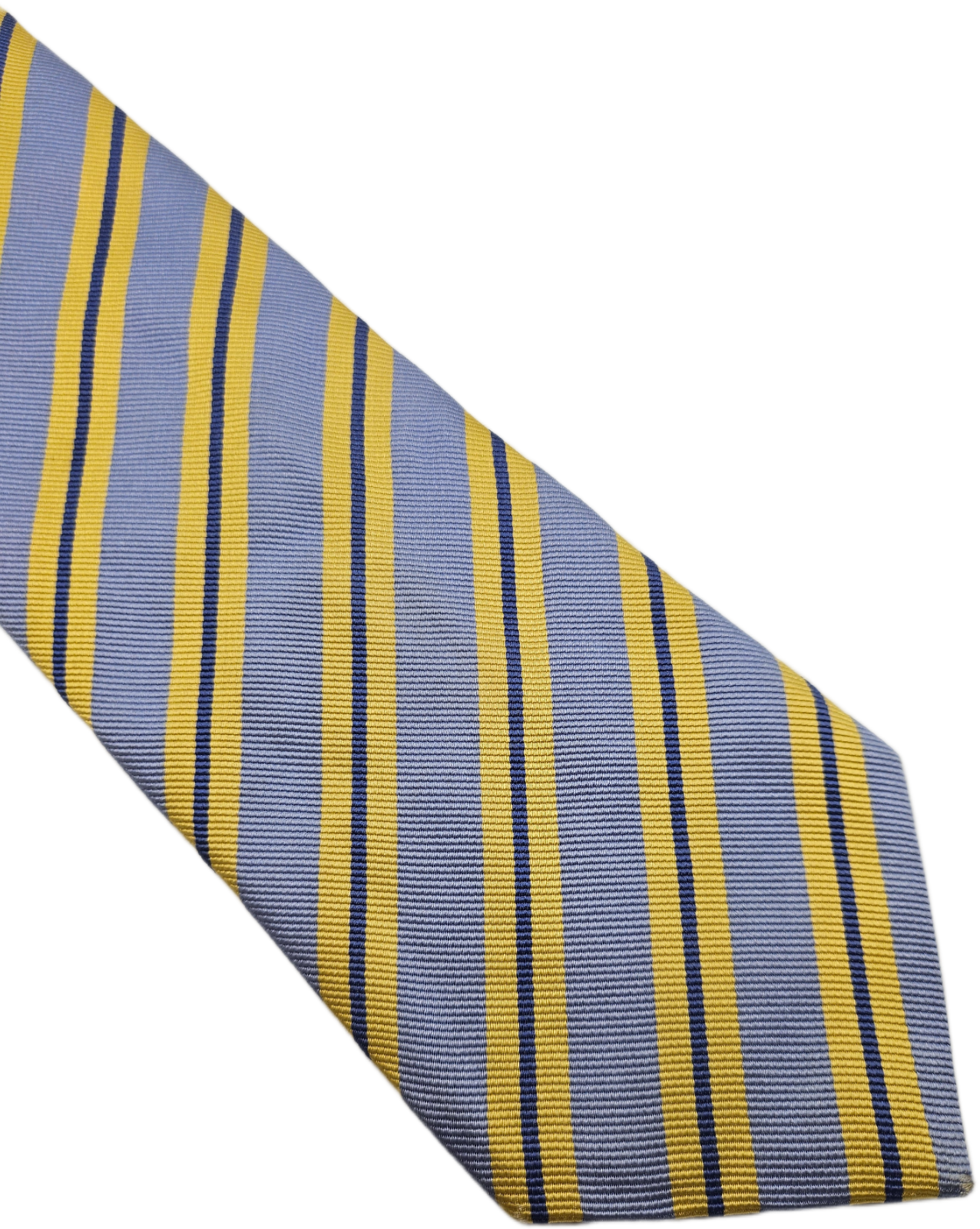 T.M. Lewin Silk Tie Mens Light Blue Yellow Diagonal Repp Stripe Vtg Necktie BX26
