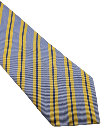 T.M. Lewin Silk Tie Mens Light Blue Yellow Diagonal Repp Stripe Vtg Necktie BX26