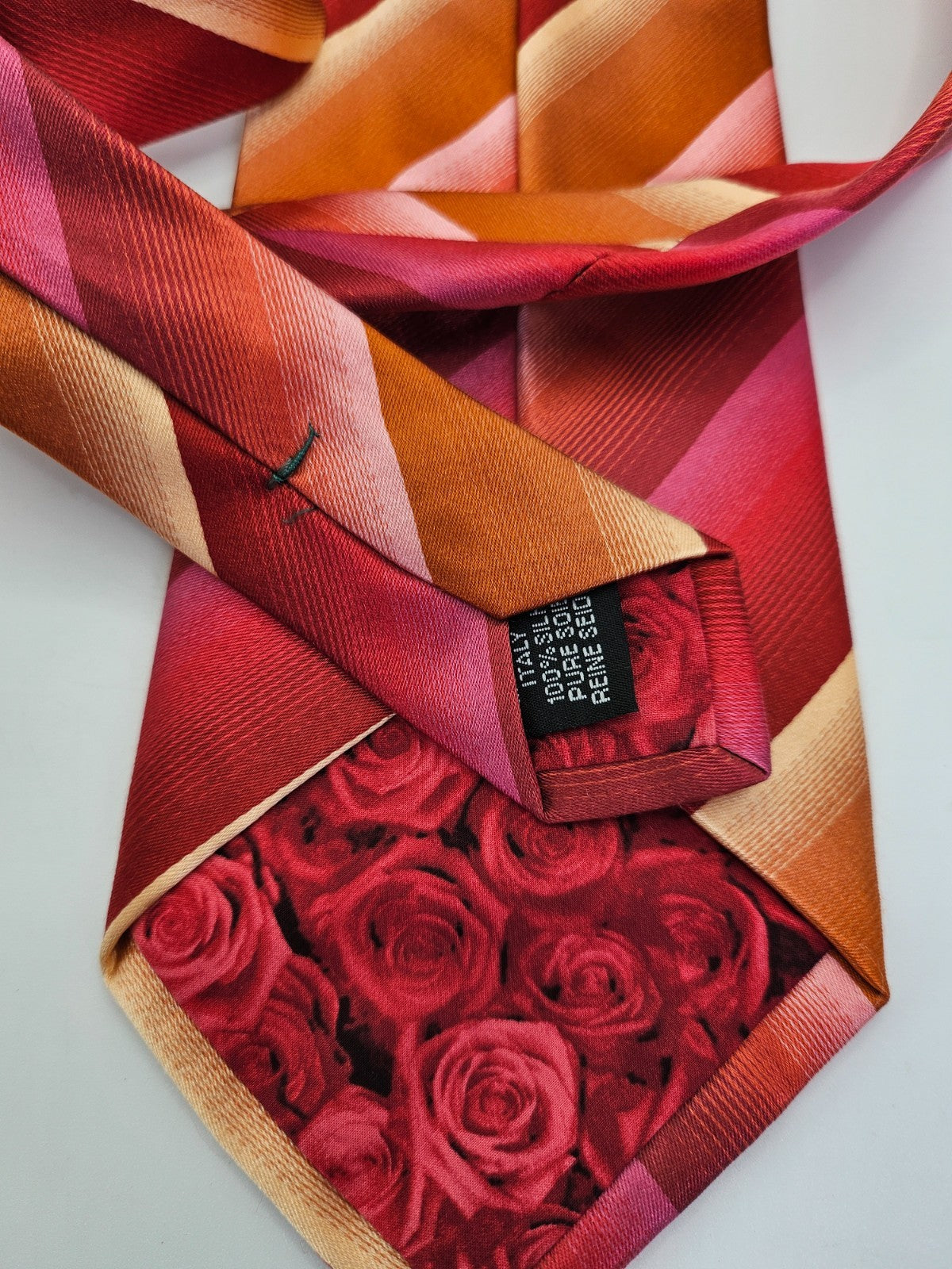 Paul Smith Mens Silk Tie Orange purple Stripe Vtg Retro Wedding Neck Tie R9