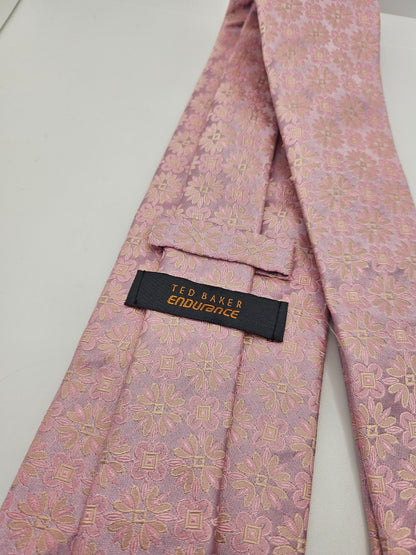 Ted Baker Endurance Silk Tie Mens Pink Geometric Floral Vintage Neck Tie BX15