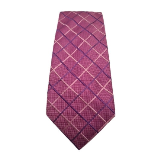 Thomas Pink Purple Check Mens Silk Tie Classic Designer Necktie Formal Vintage Mens Tie UK BX10