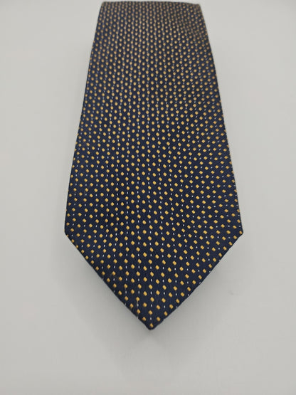 Hugo Boss Blue / Yellow Spotty Mens Silk Tie Wedding Formal Neck Tie BX16
