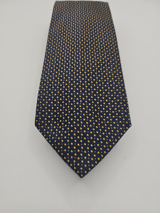 Hugo Boss Blue / Yellow Spotty Mens Silk Tie Wedding Formal Neck Tie BX16