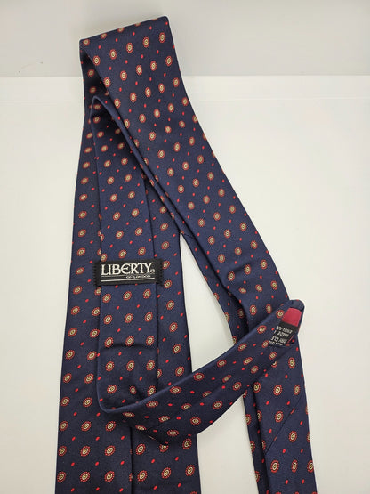 Liberty Silk Tie Mens Navy Blue Polka Floral Retro Vintage Wedding Necktie BX12