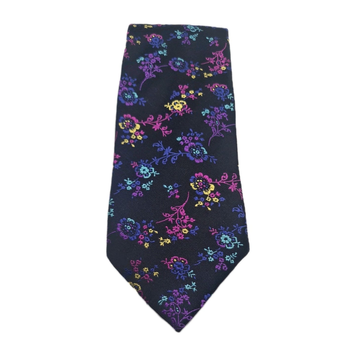 M & S Black Flower Mens Silk Tie Classic Designer Necktie Formal Business Vintage Mens Tie UK BX8