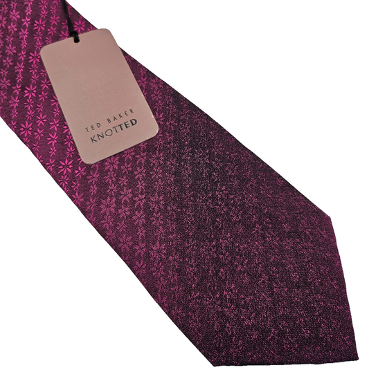 Ted Baker New Mens Silk Tie Purple Flower Vtg Retro Wedding Neck Tie R9