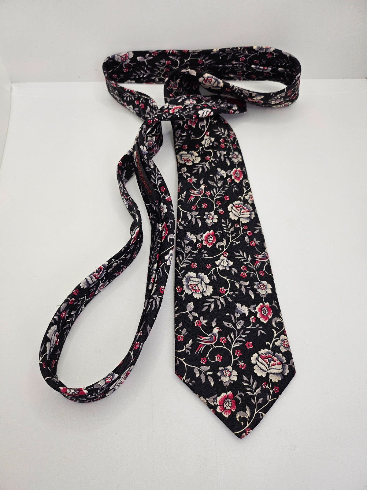YSL Yves Saint Laurent Mens Silk Tie Floral Print Vtg Retro Wedding Neck Tie R9