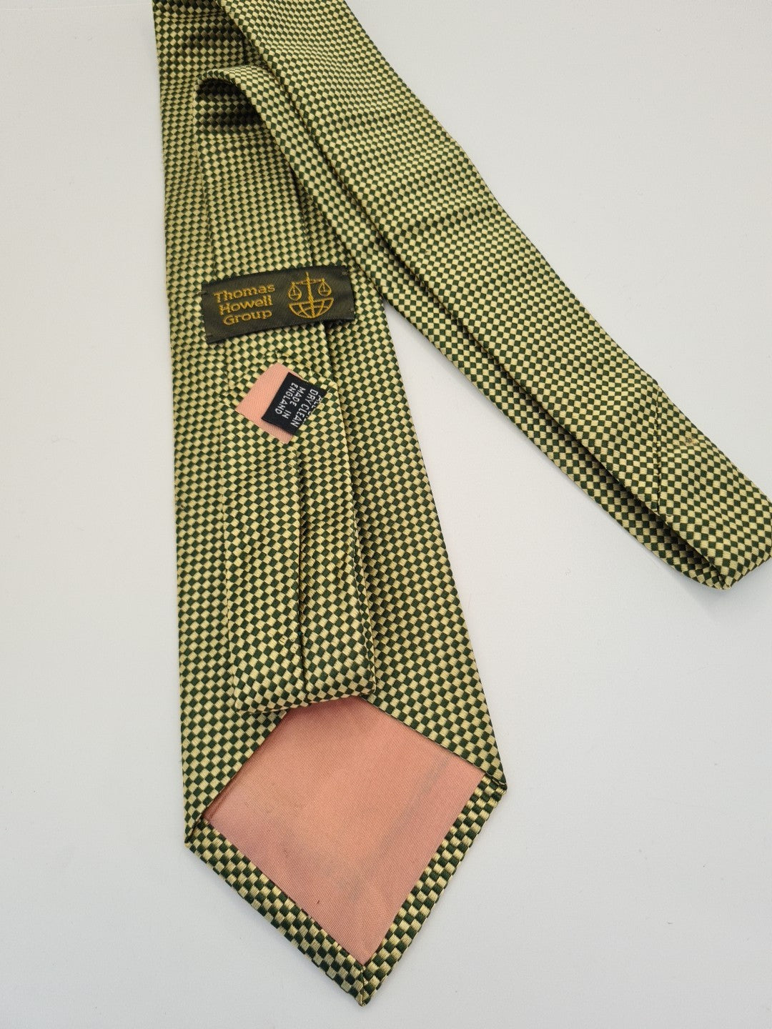 Green / Gold Diamond Pattern Formal Silk Tie | Designer Mens Tie UK Vintage Mens Tie UK BX14