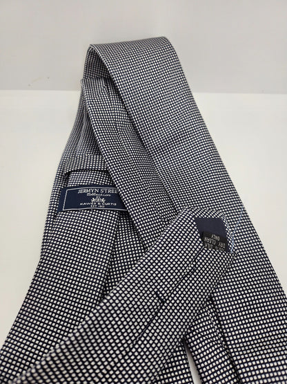 Hawes & Curtis Navy Blue White Micro Check Silk Tie