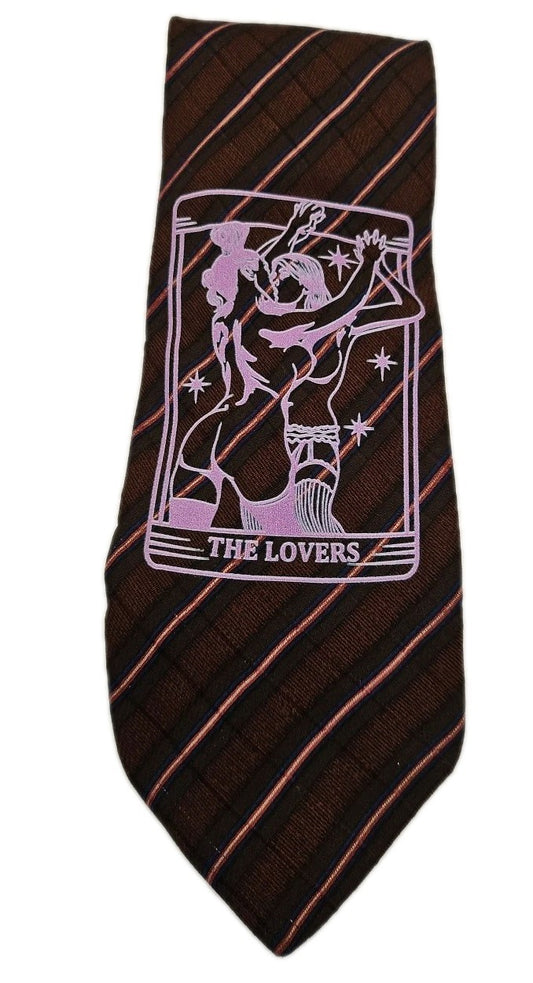 Dupont Tarot Brown Tie | Reworked Vintage Mens Tie UK | Statement Novelty BX13
