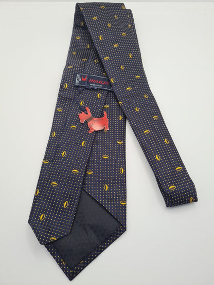Hemley NWT Blue Spotted pattern Mens Silk Tie Classic Designer Necktie Spotted Vintage Mens Tie UK BX12