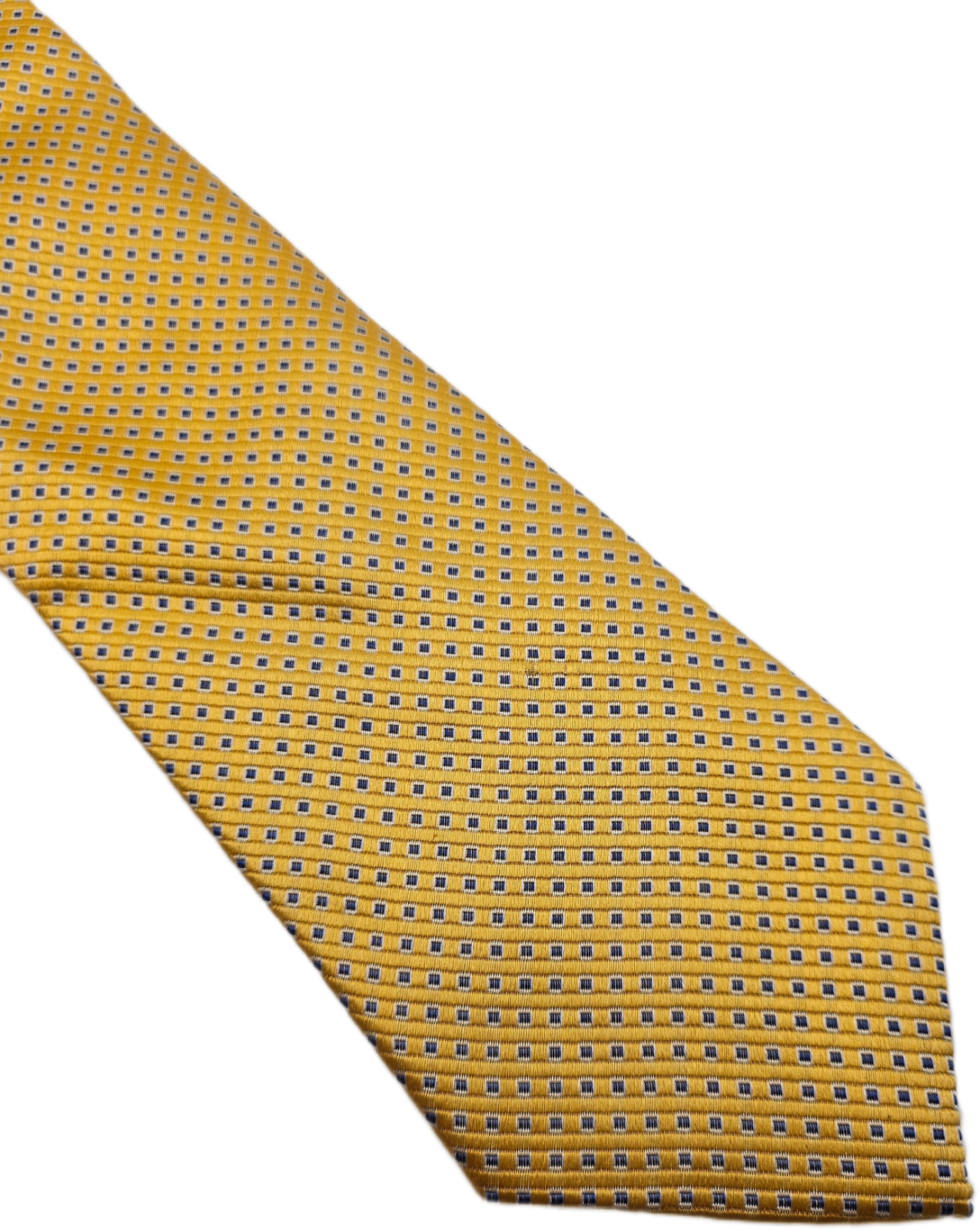 Moss Esq Silk Tie Mens Yellow Blue Repeating Geometric Square Retro Neck Tie BX1