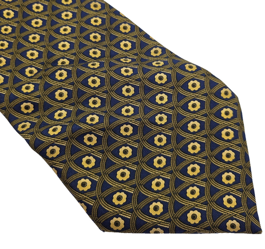 Lanvin Paris Mens Silk Tie Yellow Bright Floral Vtg Retro Wedding Neck Tie R1
