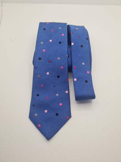 John Francombe Blue Spotty Mens Silk Tie Classic Designer Necktie Formal Spotted Vintage Mens Tie UK BX9