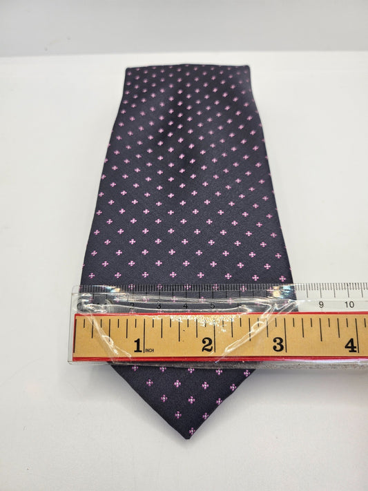 Vintage Mens Silk Tie MandS Grey Pink Floral Print Statement Wedding Neck Tie BX25 Retro Formal