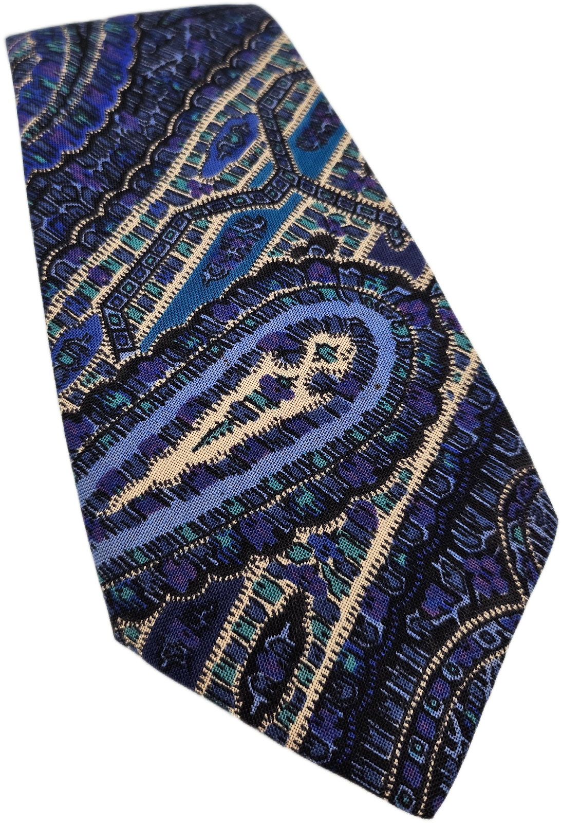 Liberty Silk Tie Mens Blue Paisley Patterned Retro Vintage Wedding Necktie BX12 Formal Designer