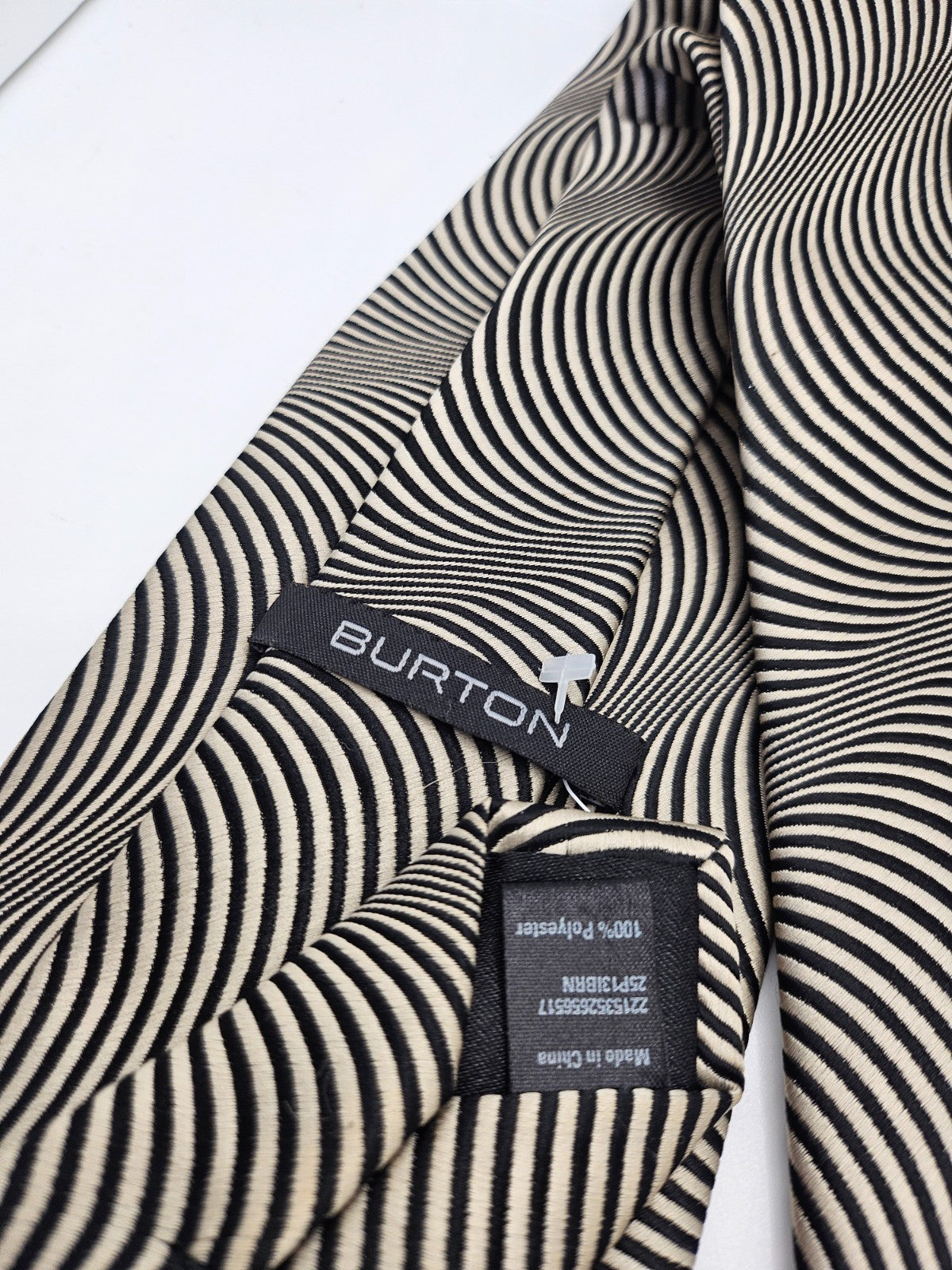 Vintage Mens Silk Tie Burton White Black Striped Business Wedding Neck Tie BX25 Retro Formal
