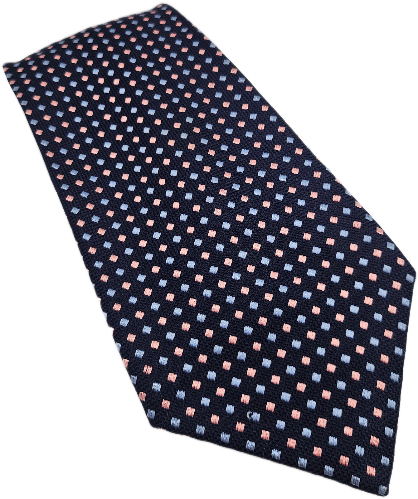PINK London Silk Tie Mens Navy Pink Geometric Business Designer Neck Tie BX2 Vintage Retro
