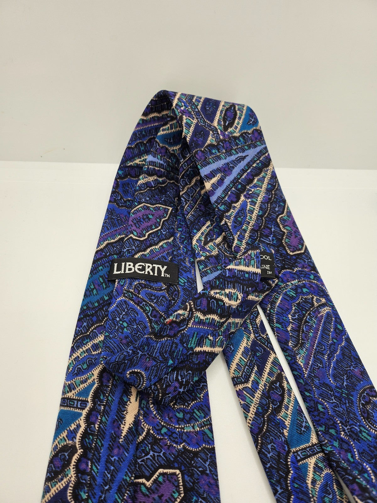 Liberty Silk Tie Mens Blue Paisley Patterned Retro Vintage Wedding Necktie BX12 Formal Designer