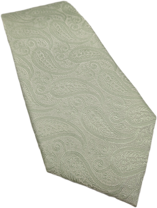 Hawes and Curtis Silk Tie Men Mint Green Sage Paisley Jacquard Wedding Necktie BX1 Mens Vintage