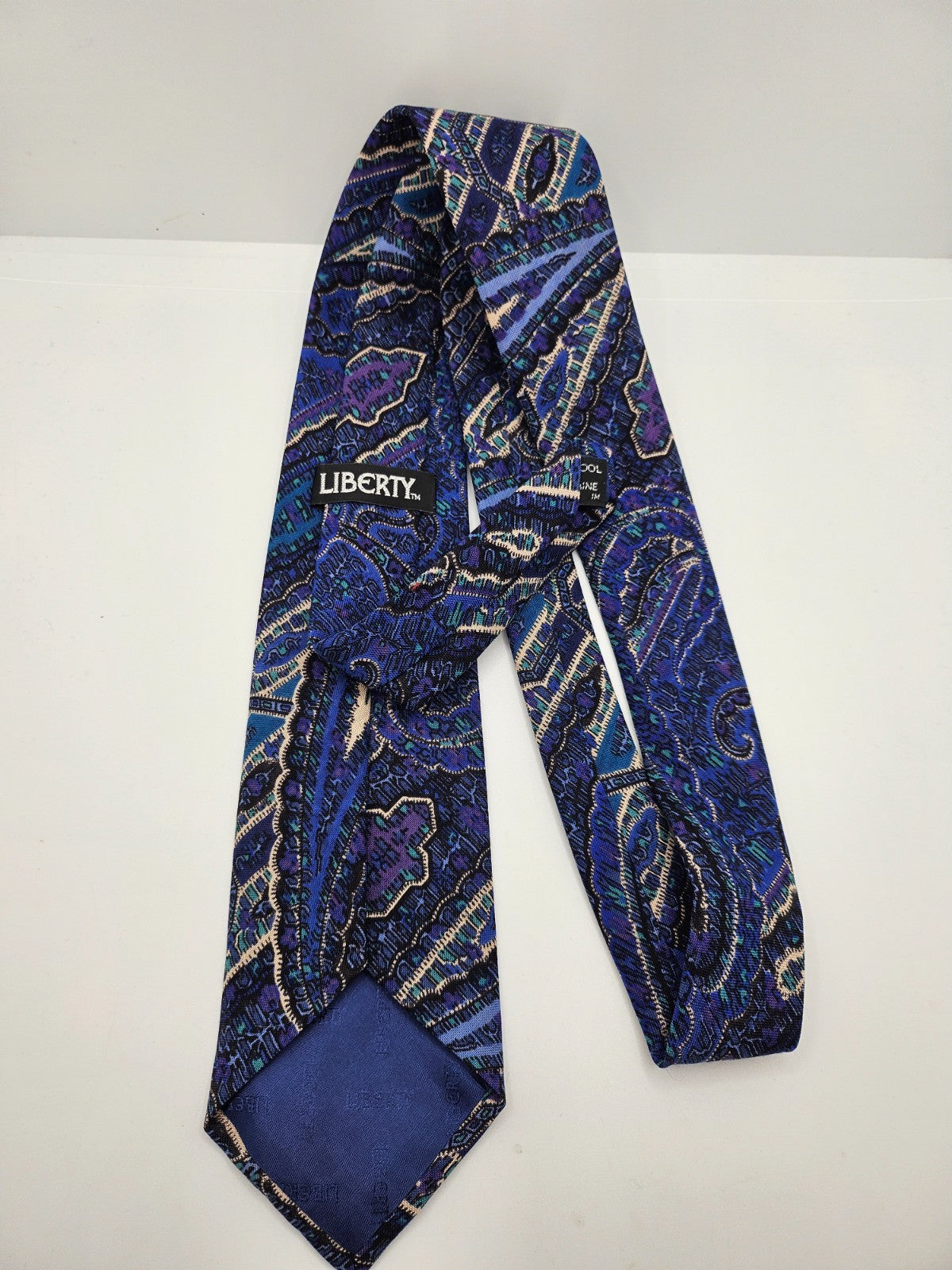 Liberty Silk Tie Mens Blue Paisley Patterned Retro Vintage Wedding Necktie BX12 Formal Designer