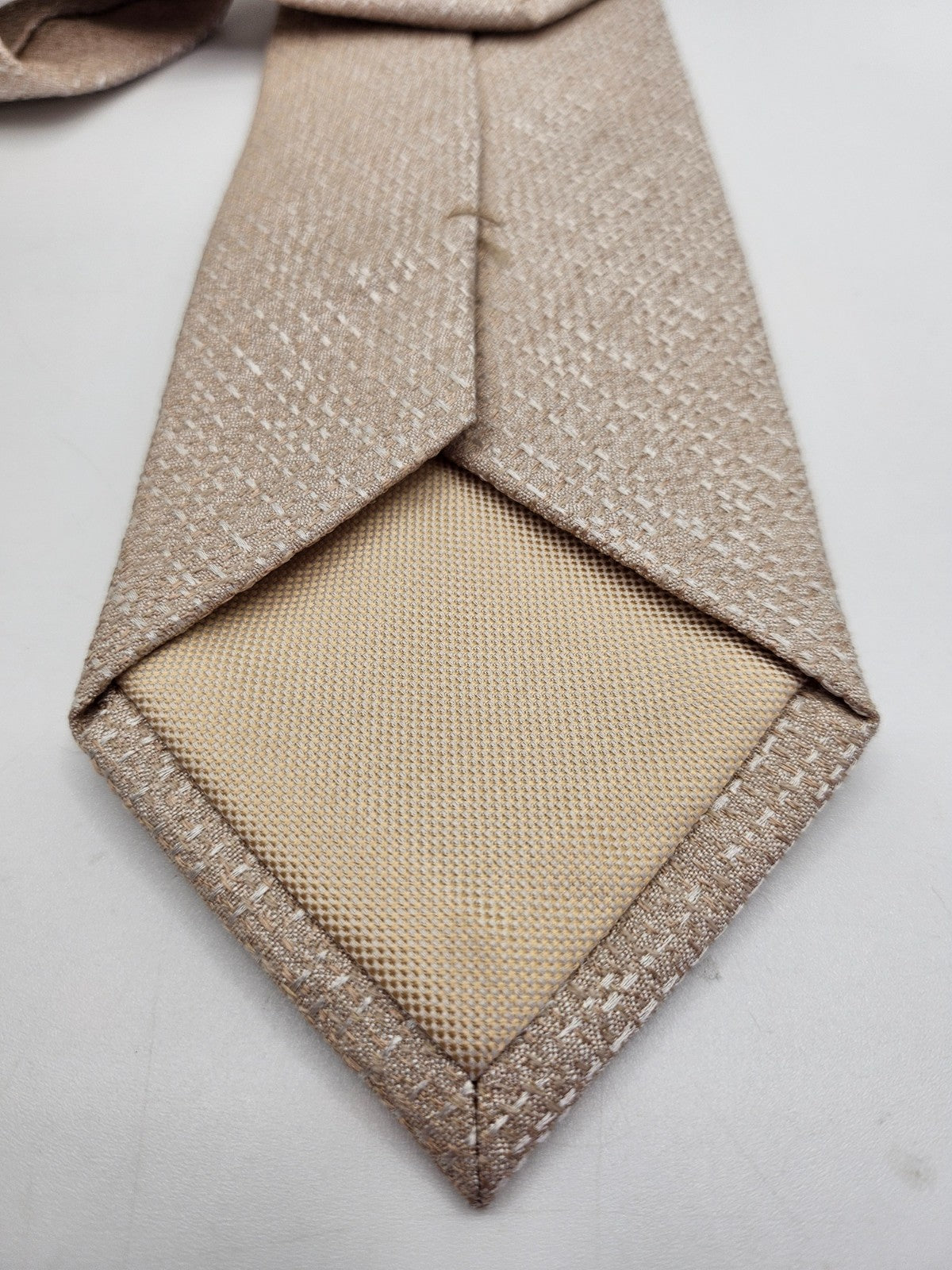Charles Tyrwhitt Mens Silk Tie Beige Woven Style Vtg Retro Wedding Neck Tie R1 Vintage Formal