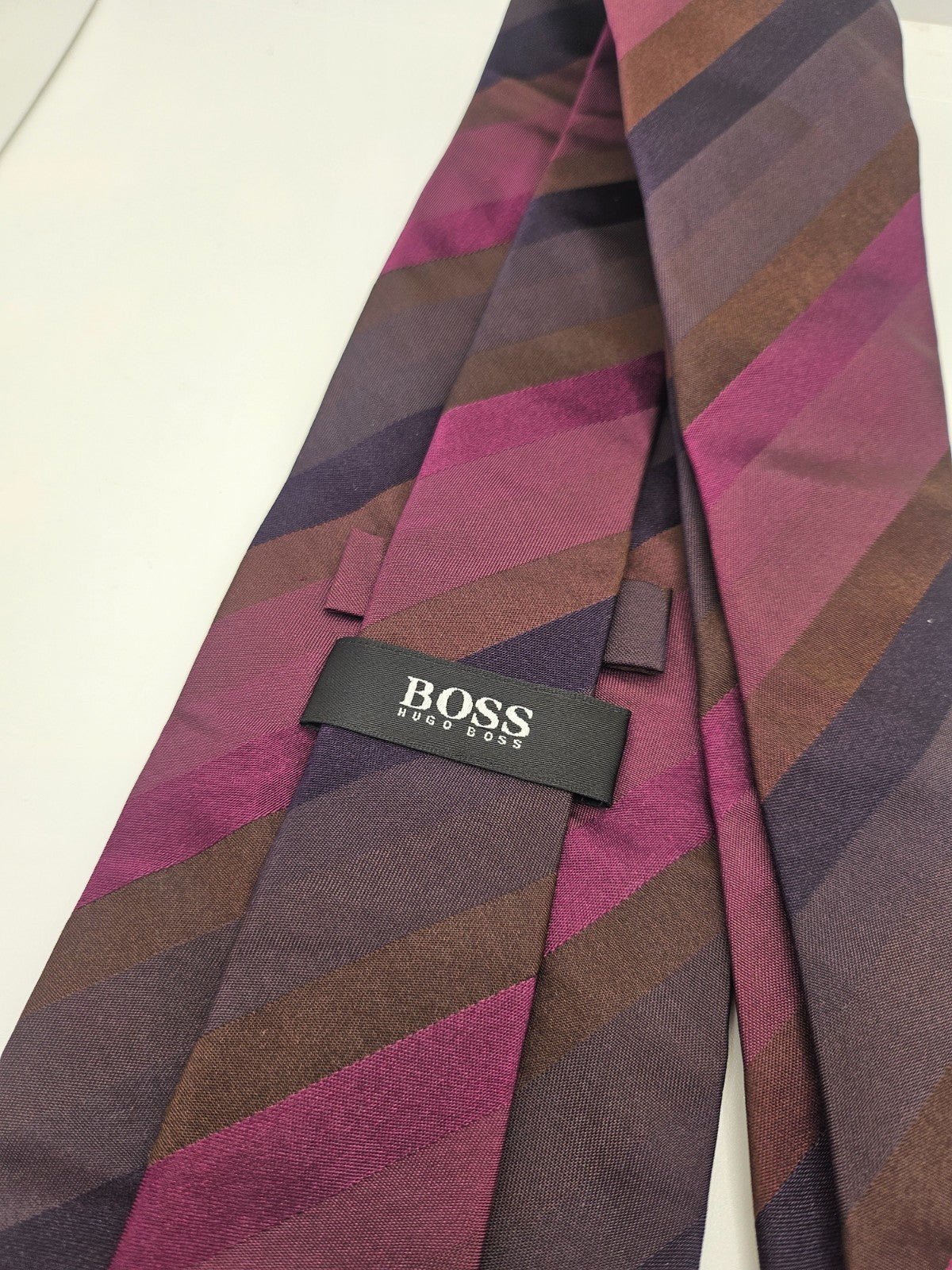 Hugo Boss Purple Striped Silk Tie