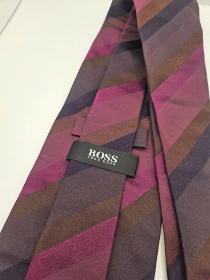 Hugo Boss Purple Striped Silk Tie