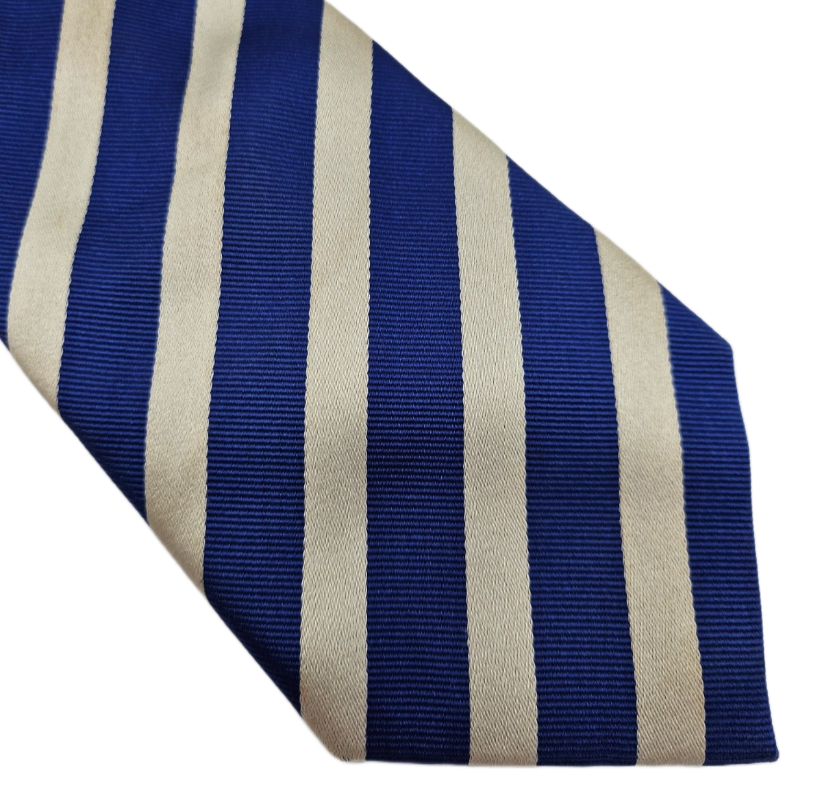 Charles Tyrwhitt Mens Silk Tie Blue White Stripe Vtg Retro Wedding Neck Tie R1