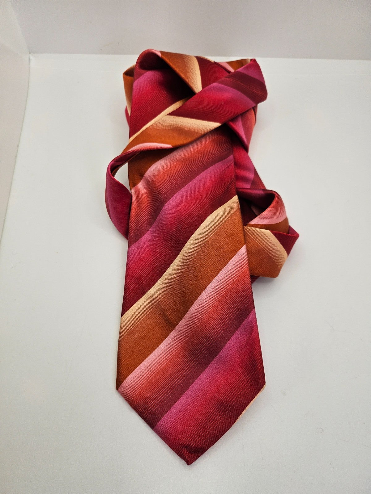 Paul Smith Mens Silk Tie Orange purple Stripe Vtg Retro Wedding Neck Tie R9