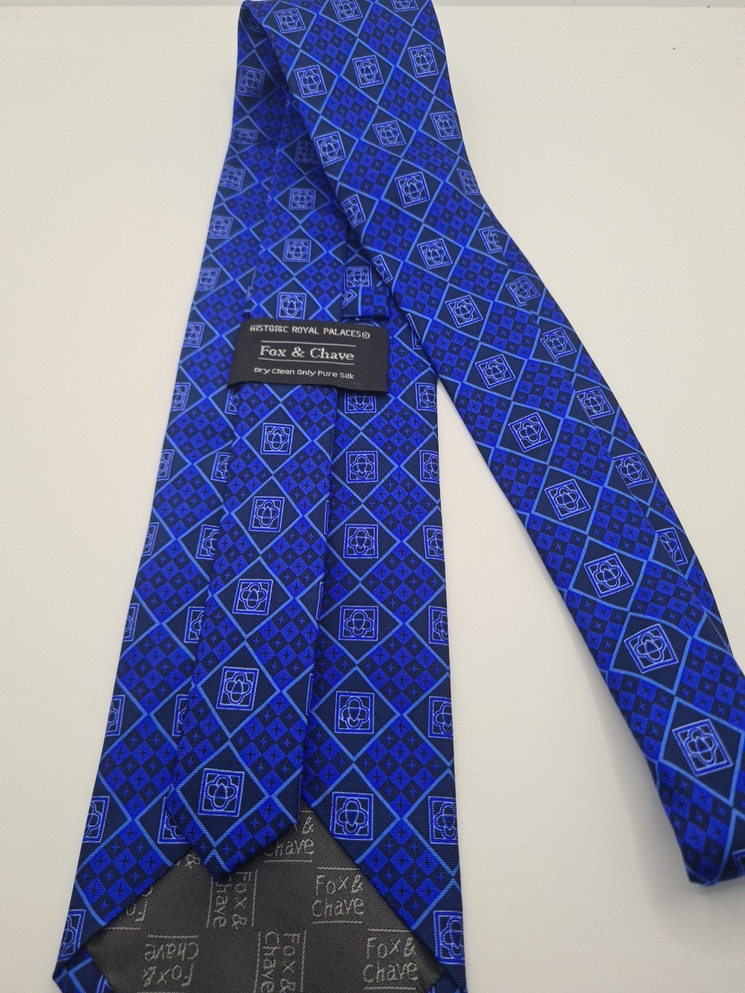 Fox & Chave Royal Palaces Blue Mens Silk Tie Classic Designer Necktie Formal Vintage Mens Tie UK BX6