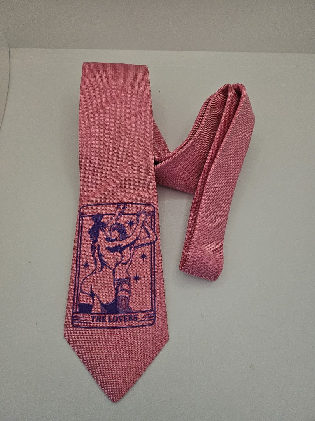 Pink Tarot Graphic Tie | Reworked Vintage Mens Tie UK | Statement Novelty BX13