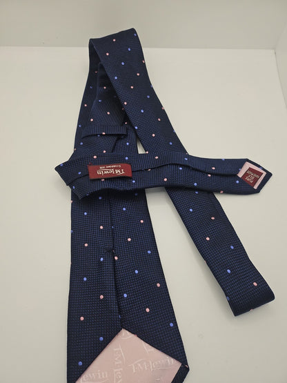 T.M Lewin Blue Spotty Mens Silk Tie Wedding Formal Neck Tie BX16