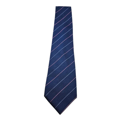 TM Lewin Men's Navy Blue Striped Silk Tie